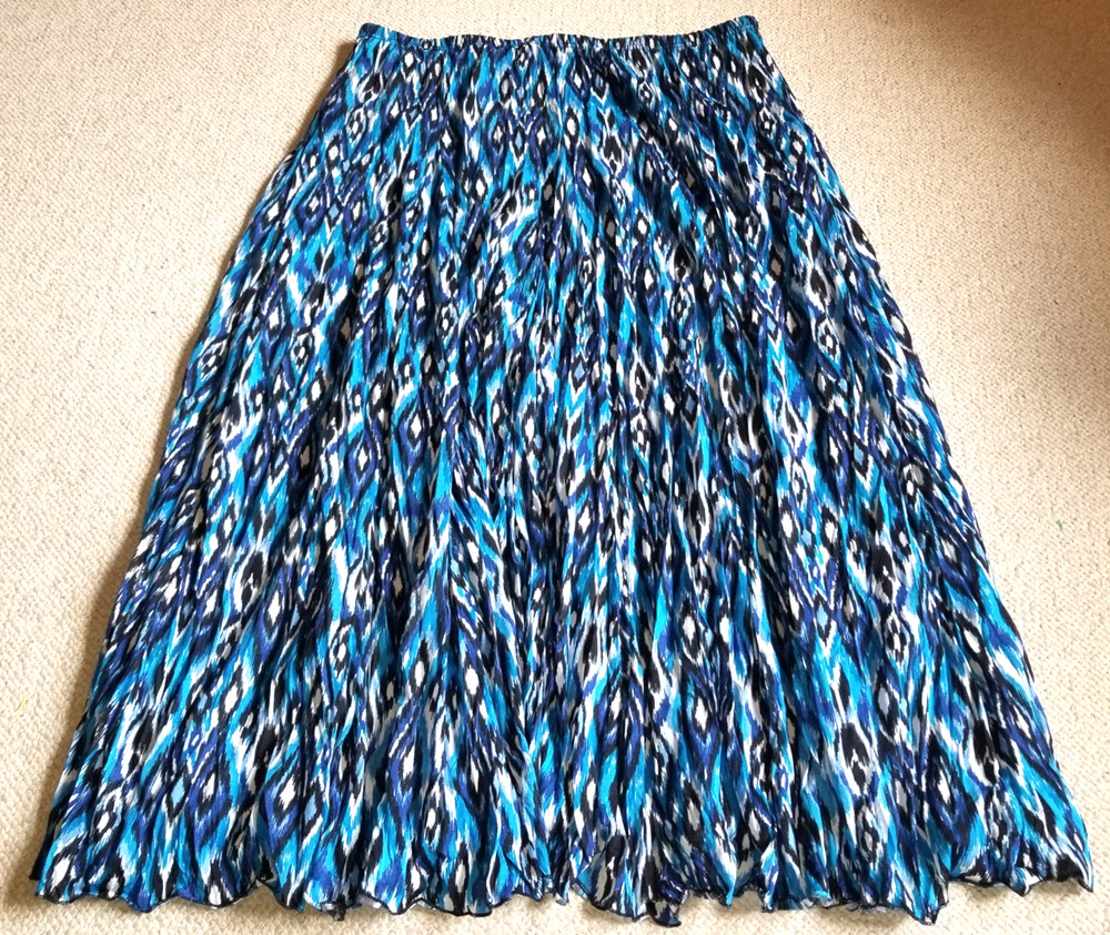 Womens Skirt-ZAC & RACHEL-blue/white/black flowy pull-on maxi elastic waist-XL